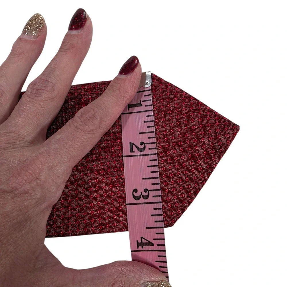 Oscar de la Renta Silk Jacquard Geometric Pattern Red Necktie Men's‎ Formal Work